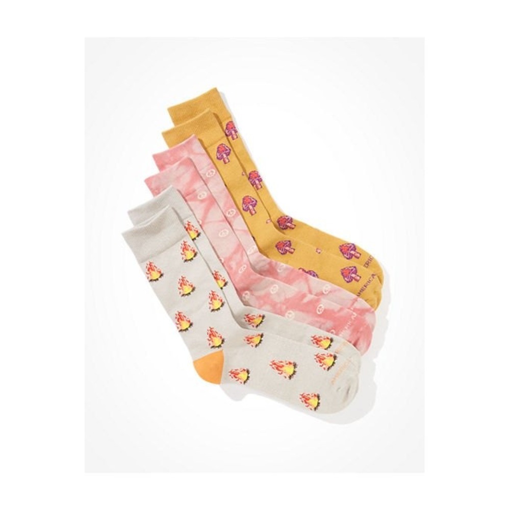 American Eagle Classic Sock 3-Pack Mens One Size Multi Hippie Print